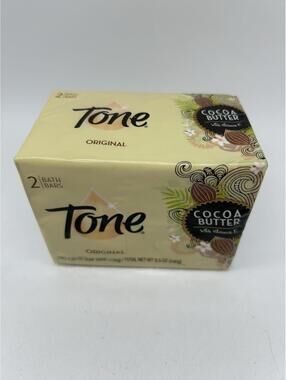 Tone Original Moisturizing Cocoa Butter Bar Soap 2 Bath Bars HTF Sealed Pkg